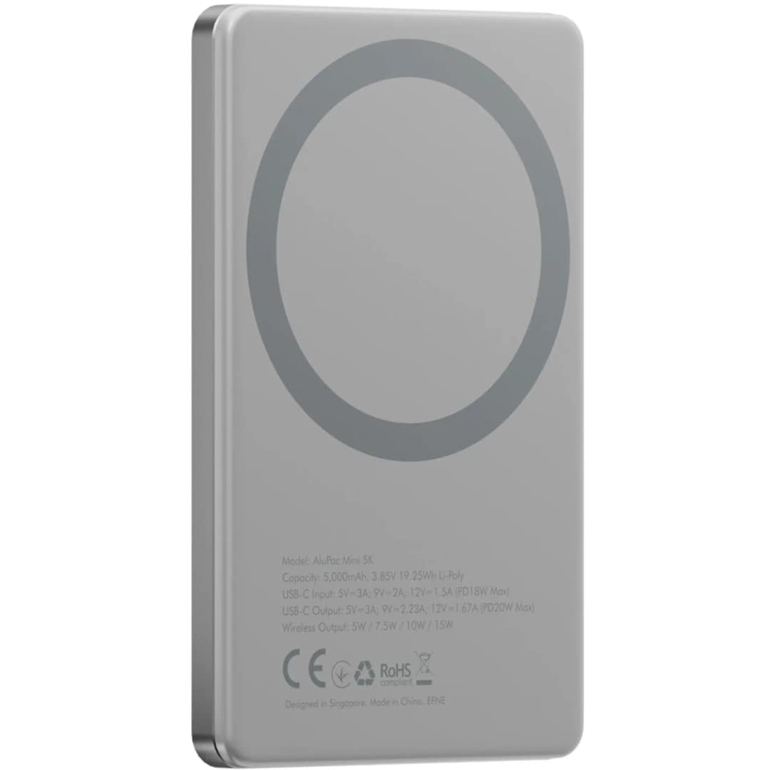 Внешний аккумулятор EnergEA Alupac Mini 5K 5000 mAh Magsafe, Natural Titanium — фото 2