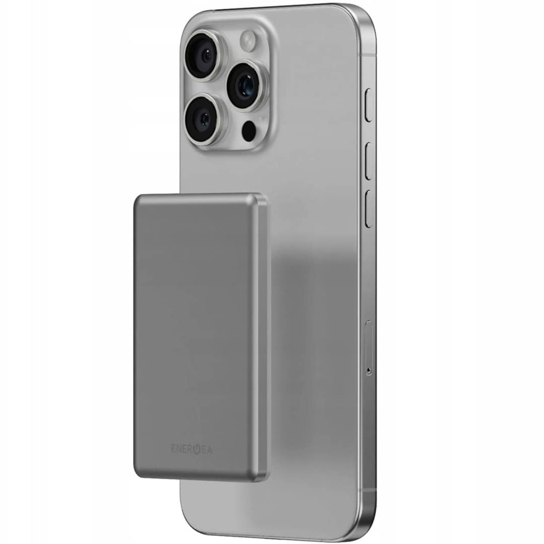 Внешний аккумулятор EnergEA Alupac Mini 5K 5000 mAh Magsafe, Natural Titanium — фото 3