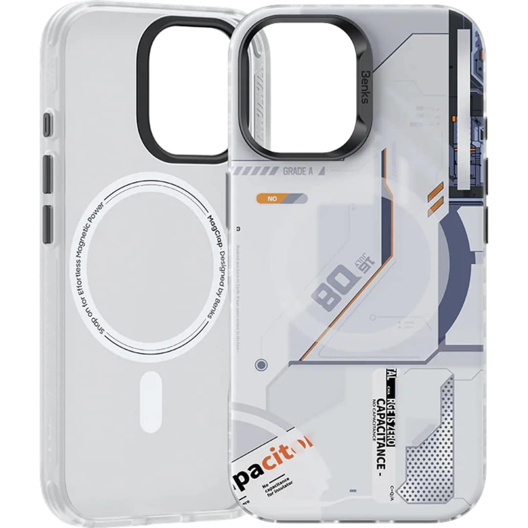 Чехол Benks Magnetic Perspective-Mecha Case with MagSafe для iPhone 16, White — фото 3