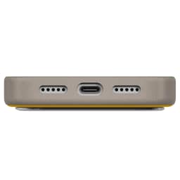 Чехол Uniq Lyden DS -Tone Premium Leatherette Case with MagClick для iPhone 17 Pro, Canary Yellow/Flint Gray — фото 2