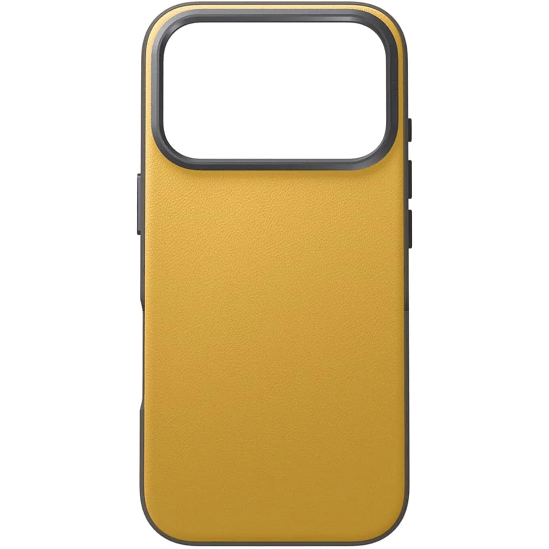 Чехол Uniq Lyden DS -Tone Premium Leatherette Case with MagClick для iPhone 17 Pro, Canary Yellow/Flint Gray — фото 5