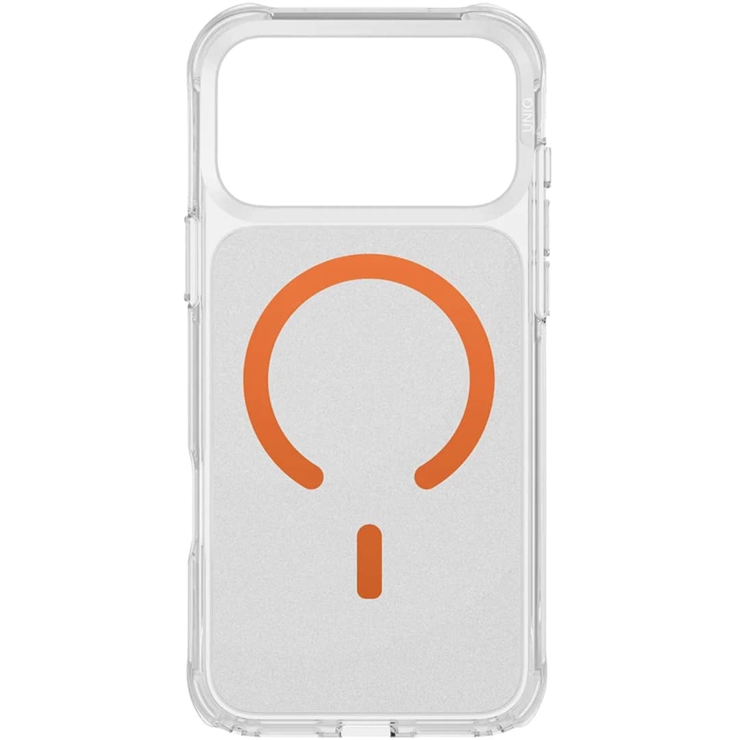Чехол Uniq LifePro Xtreme Anti-FingerprintSlim Hybrid Case with MagClick для iPhone 17 Pro Max, Frost Clear/Volt Orange — фото 3