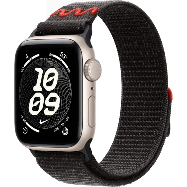 Смарт-часы Apple Watch SE 44mm Starlight Aluminum Case with Nike Sport Loop, Midnight Black