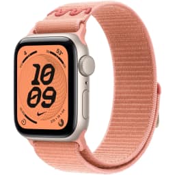Смарт-часы Apple Watch SE 44mm Starlight Aluminum Case with Nike Sport Loop, Alpenglow Pink — фото 1