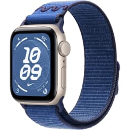 Смарт-часы Apple Watch SE 44mm Starlight Aluminum Case with Nike Sport Loop, Blue Ribbon — фото 1