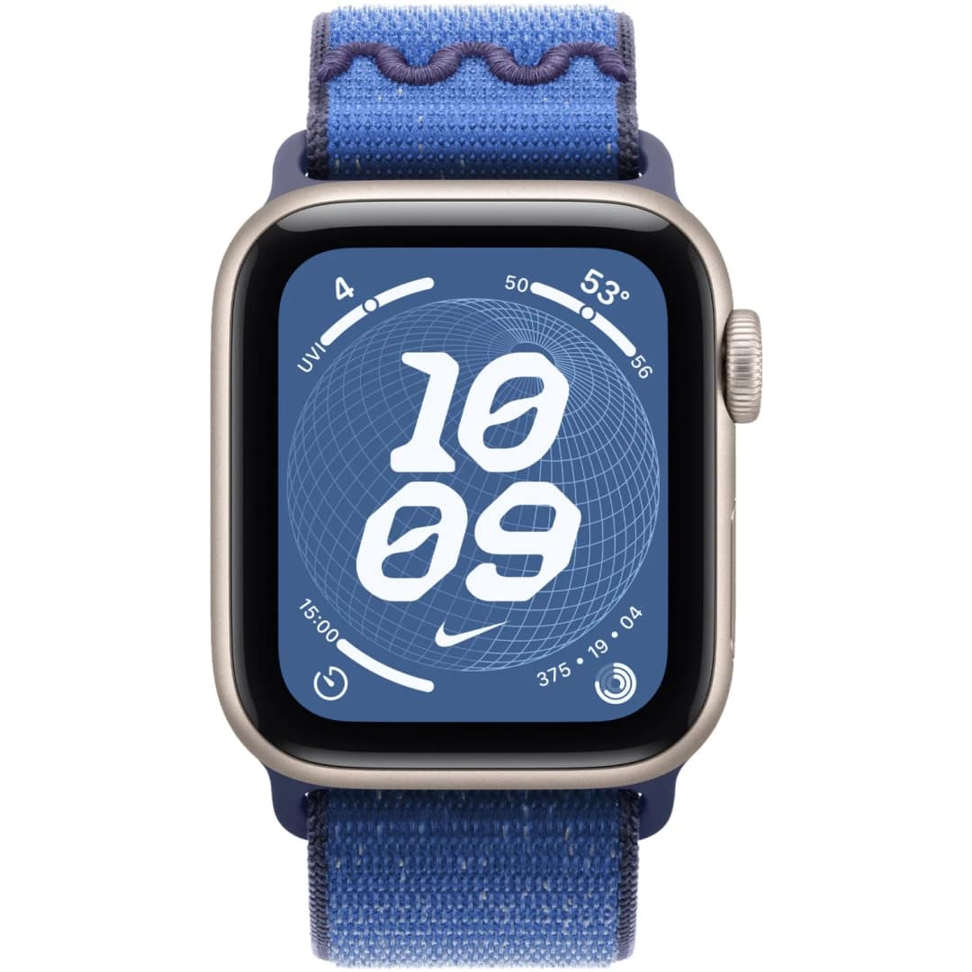 Смарт-часы Apple Watch SE 44mm Starlight Aluminum Case with Nike Sport Loop, Blue Ribbon — фото 3