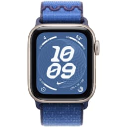 Смарт-часы Apple Watch SE 44mm Starlight Aluminum Case with Nike Sport Loop, Blue Ribbon — фото 3