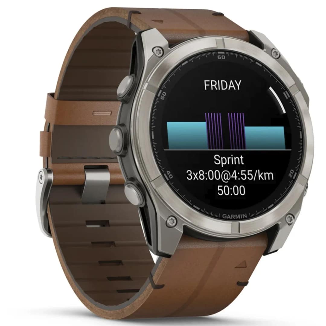 Смарт-часы Garmin Fenix 8 51mm Amoled Sapphire Bare Titanium Black with Chestnut Leather Band with Grapphite Silicone Band — фото 2