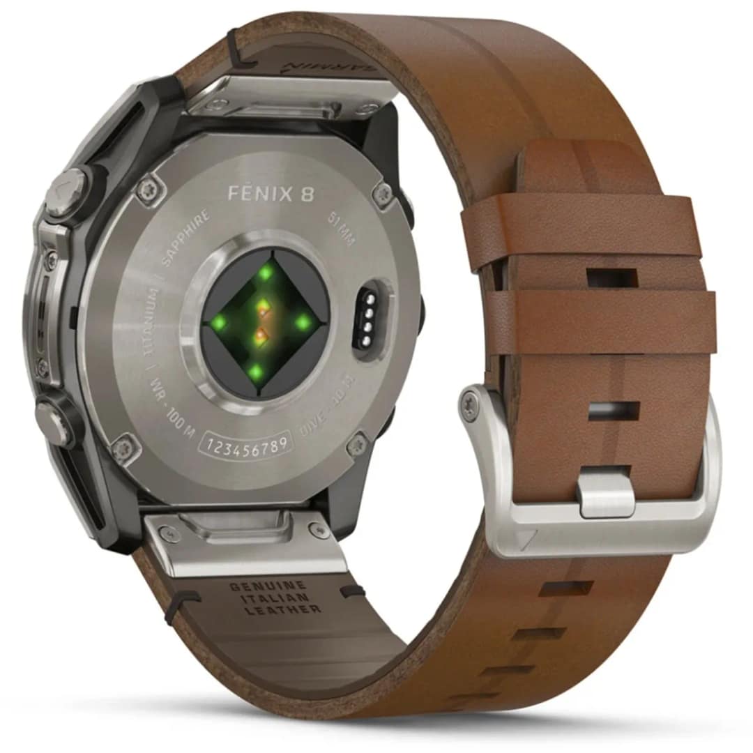 Смарт-часы Garmin Fenix 8 51mm Amoled Sapphire Bare Titanium Black with Chestnut Leather Band with Grapphite Silicone Band — фото 3