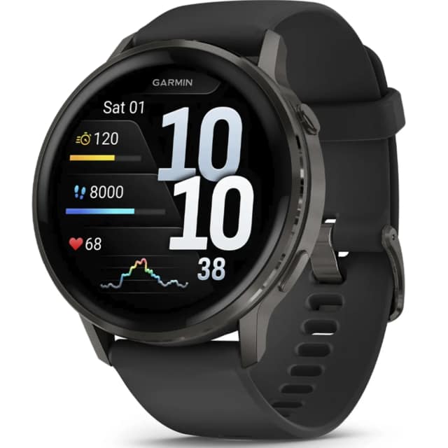 Смарт-часы Garmin Venu 4 45mm Slate Bezel With Silicone Band, Black