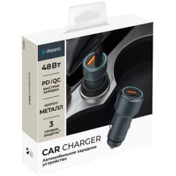 Автомобильное зарядное устройство Deppa 48W USB-A USB-C Gray — фото 2