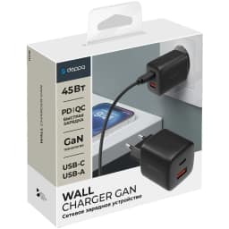 Сетевое зарядное устройство Deppa 45W USB-C USB-A Black — фото 2