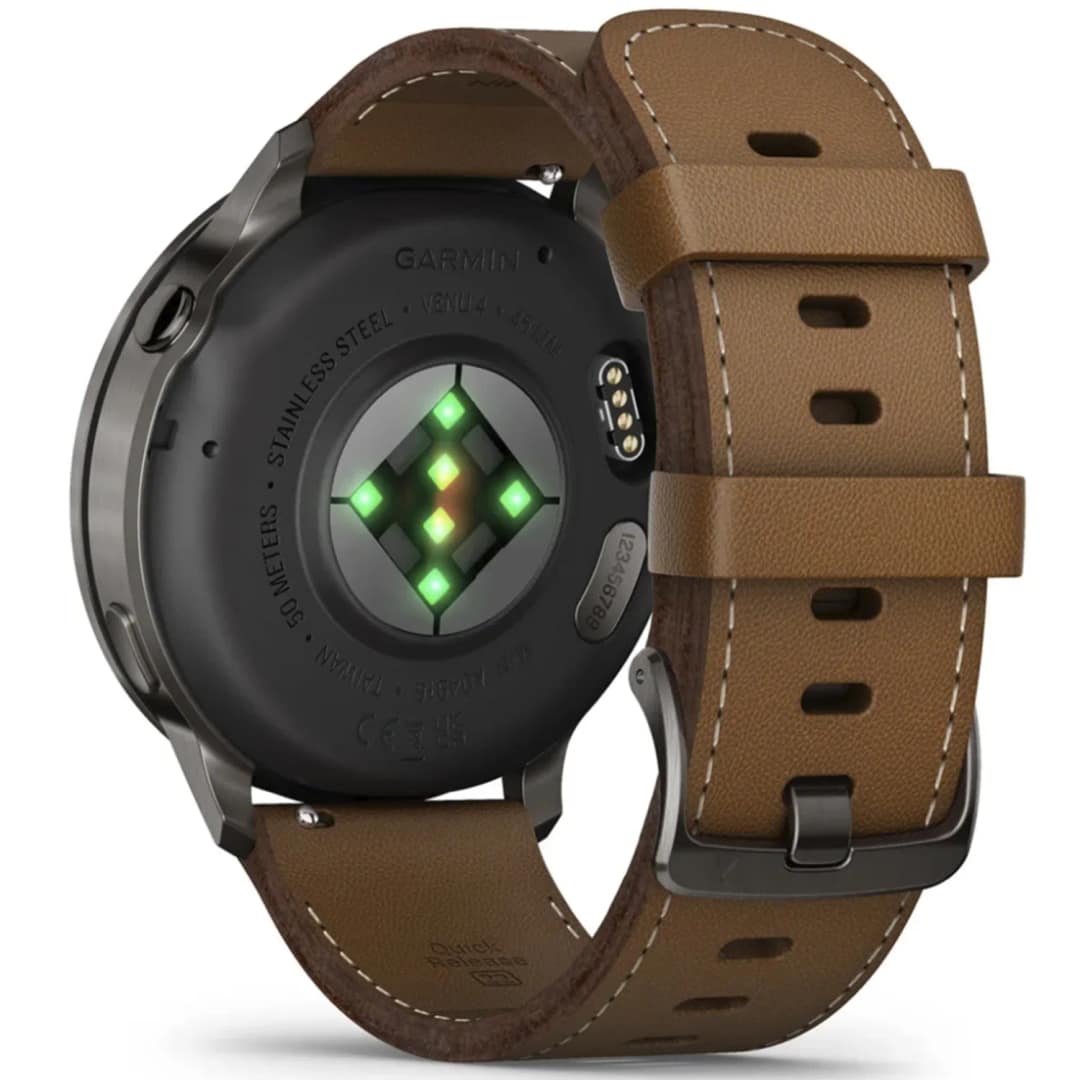Смарт-часы Garmin Venu 4 45mm Slate Bezel With Black Silicone Band And Brown Leather Band — фото 3
