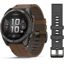 Смарт-часы Garmin Fenix 8 Pro 51mm Amoled Sapphire Lens Carbon Grey DLC Tinanium With Leather Band, Chestnut — фото 1