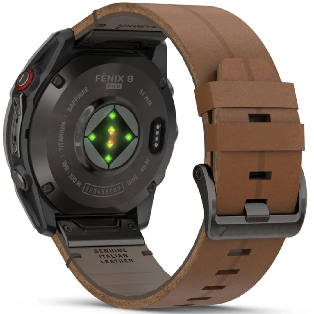Смарт-часы Garmin Fenix 8 Pro 51mm Amoled Sapphire Lens Carbon Grey DLC Tinanium With Leather Band, Chestnut — фото 3