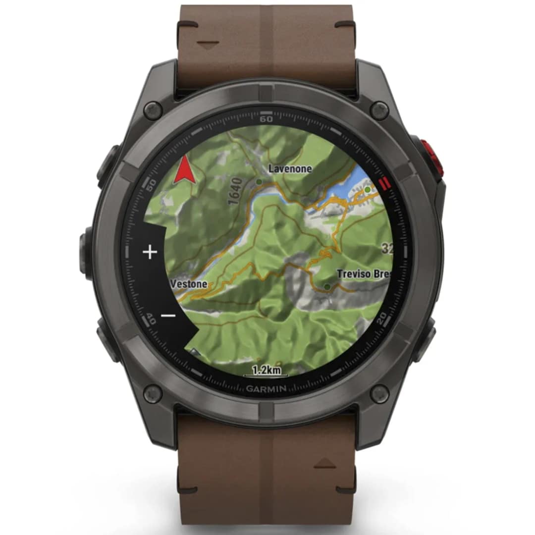 Смарт-часы Garmin Fenix 8 Pro 51mm Amoled Sapphire Lens Carbon Grey DLC Tinanium With Leather Band, Chestnut — фото 4