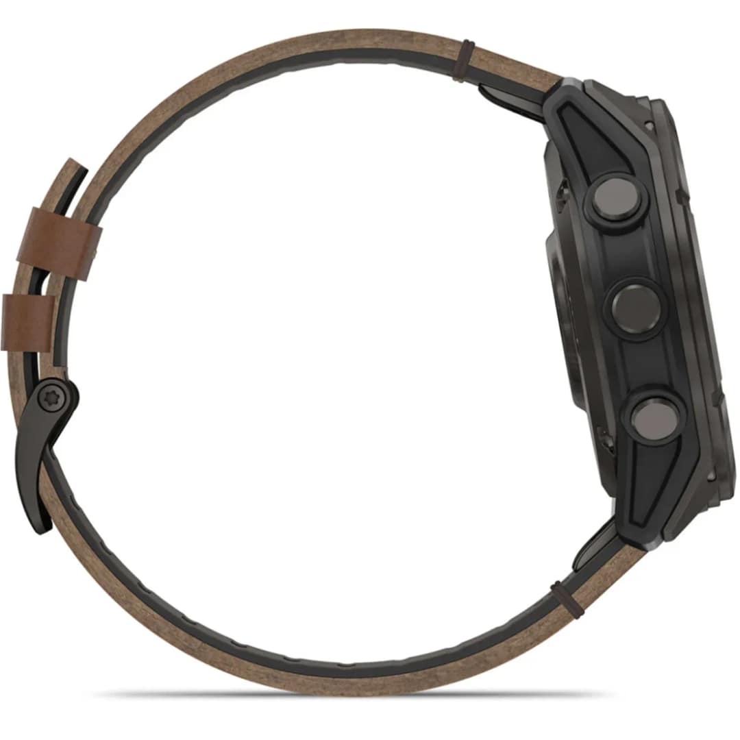 Смарт-часы Garmin Fenix 8 Pro 51mm Amoled Sapphire Lens Carbon Grey DLC Tinanium With Leather Band, Chestnut — фото 5