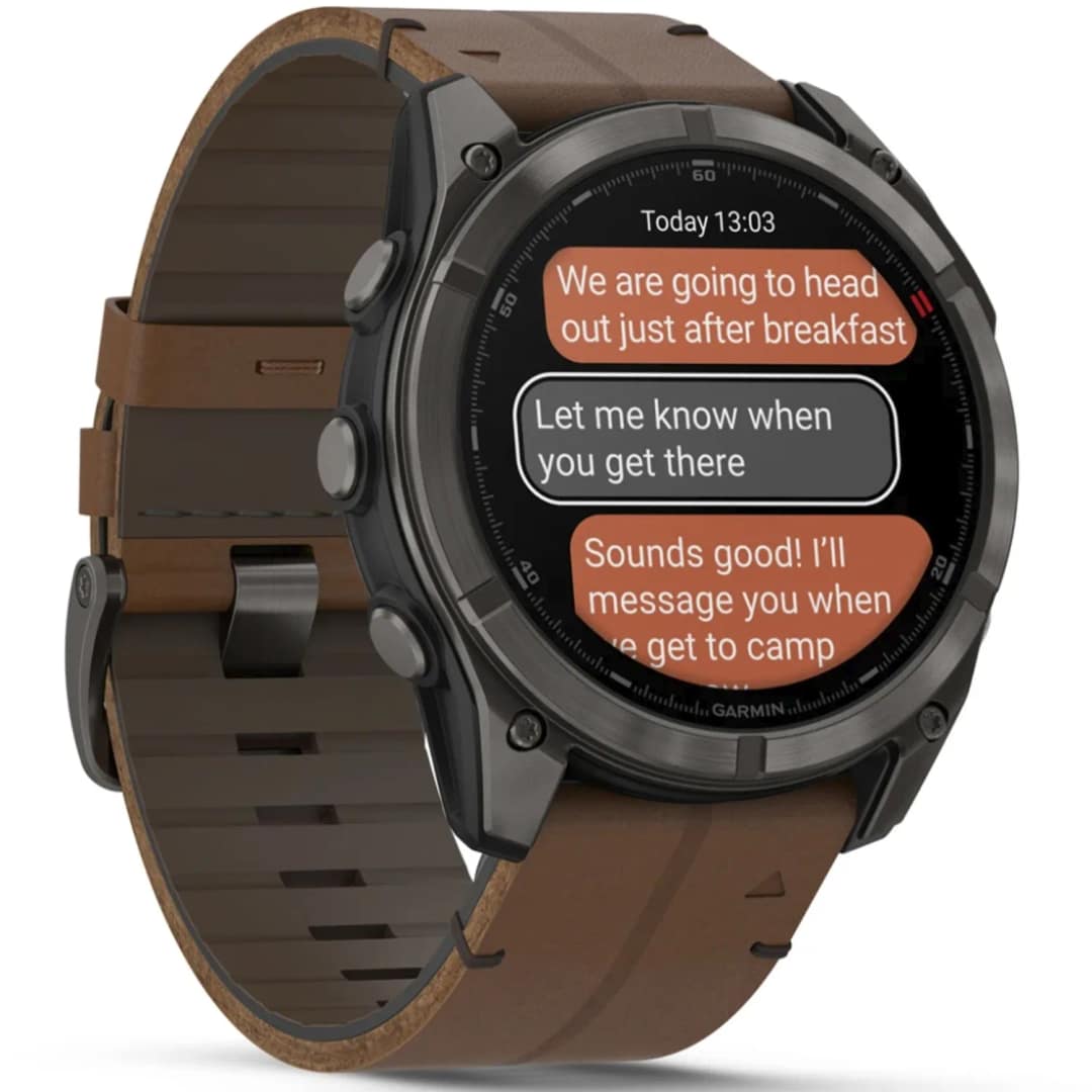 Смарт-часы Garmin Fenix 8 Pro 51mm Amoled Sapphire Lens Carbon Grey DLC Tinanium With Leather Band, Chestnut — фото 7