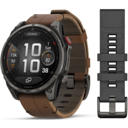 Смарт-часы Garmin Fenix 8 Pro 47mm Amoled Sapphire Lens Tinanium With Leather Band Plus Pabble gray Silicone, Chestnut — фото 1