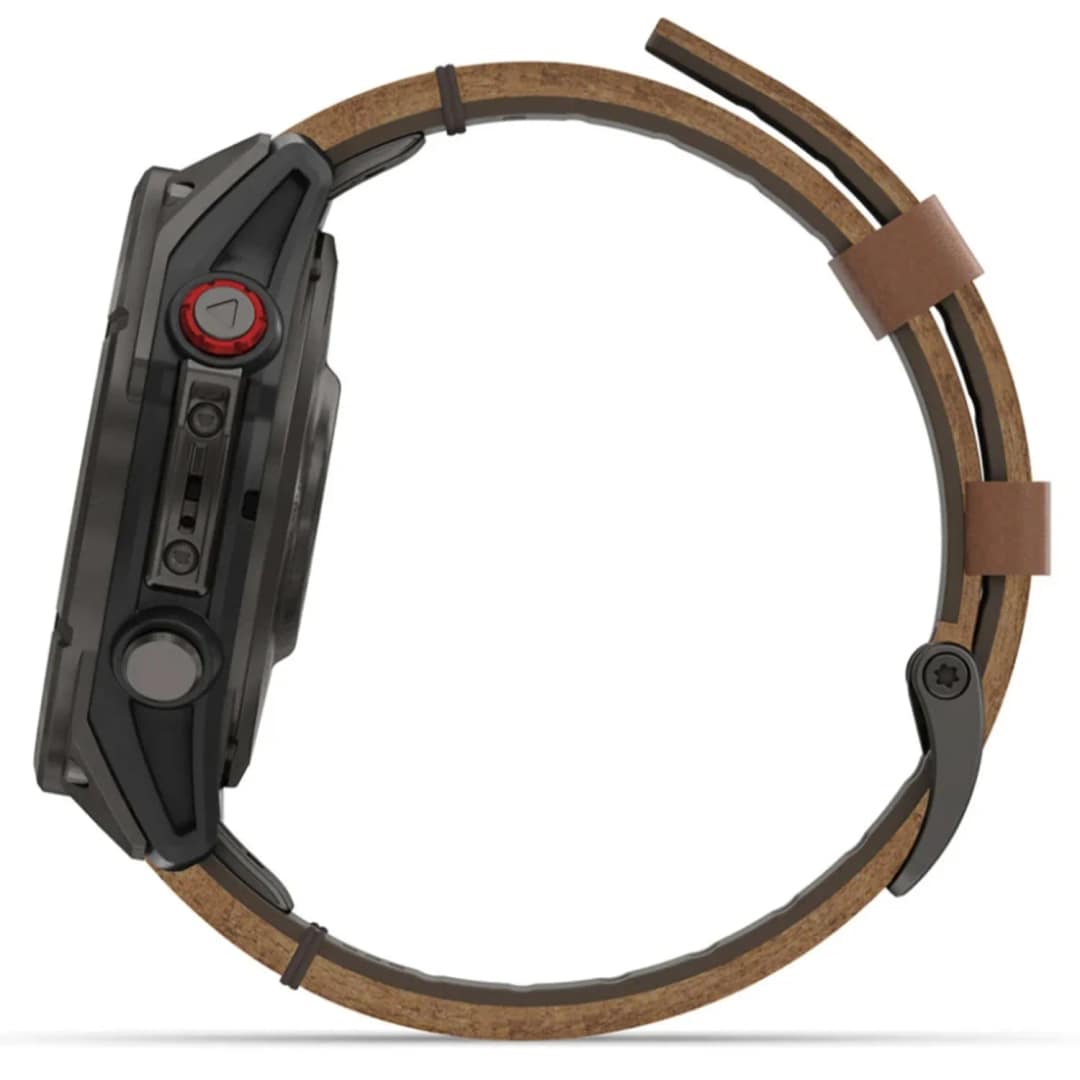Смарт-часы Garmin Fenix 8 Pro 47mm Amoled Sapphire Lens Tinanium With Leather Band Plus Pabble gray Silicone, Chestnut — фото 2