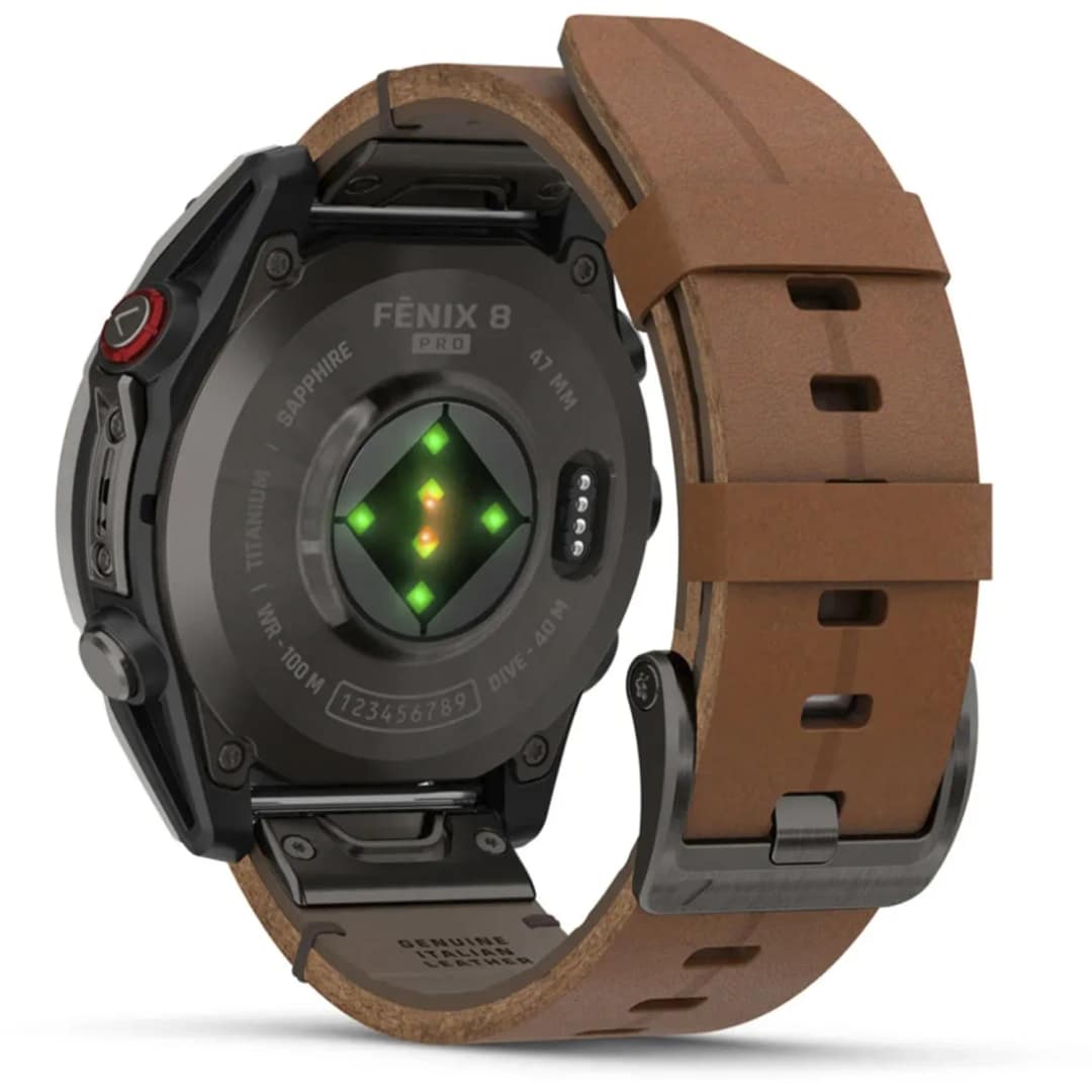 Смарт-часы Garmin Fenix 8 Pro 47mm Amoled Sapphire Lens Tinanium With Leather Band Plus Pabble gray Silicone, Chestnut — фото 4