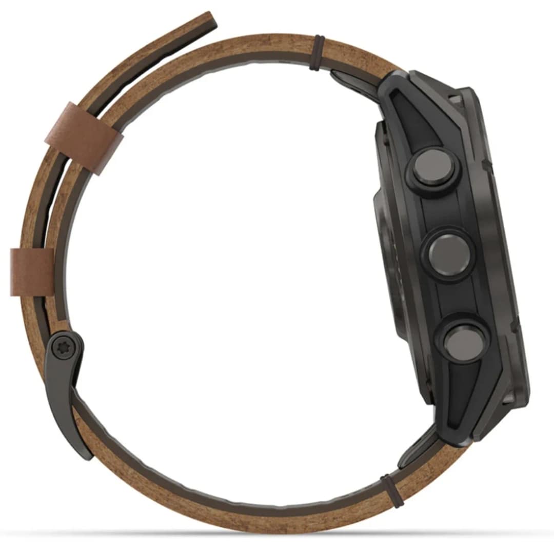 Смарт-часы Garmin Fenix 8 Pro 47mm Amoled Sapphire Lens Tinanium With Leather Band Plus Pabble gray Silicone, Chestnut — фото 5