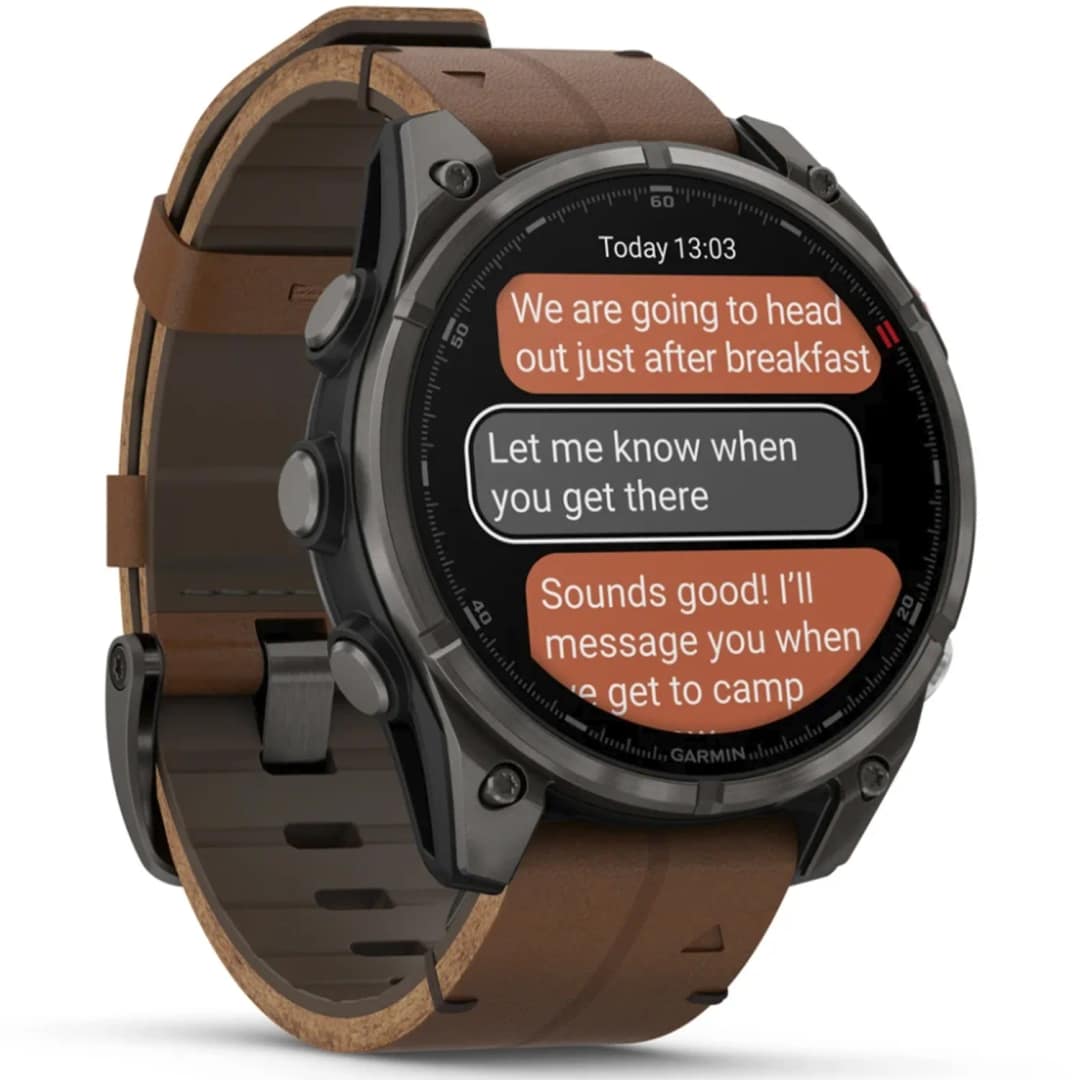 Смарт-часы Garmin Fenix 8 Pro 47mm Amoled Sapphire Lens Tinanium With Leather Band Plus Pabble gray Silicone, Chestnut — фото 7