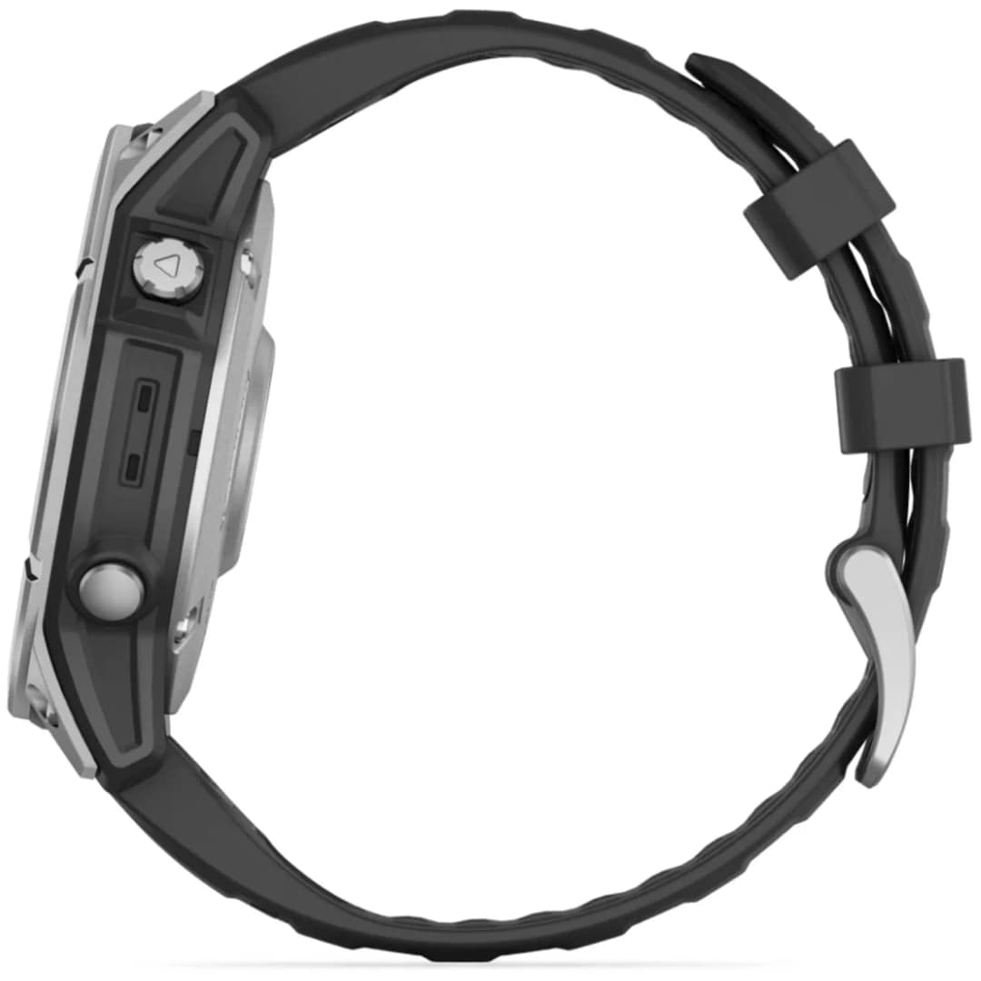 Смарт-часы Garmin Fenix E 47mm Amoled Stainless Steel With Black Silicone Band — фото 4