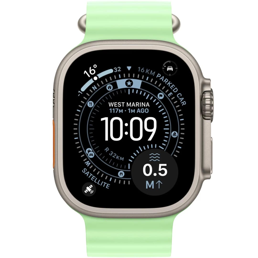 Ремешок Apple Watch Ultra 49mm Ocean Band - Natural Titanium Finish, Neon Green — фото 3