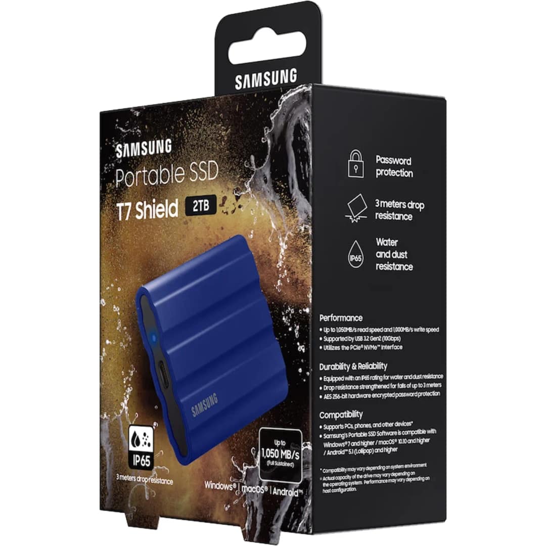 Внешний SSD накопитель Samsung T7 Shield USB 3.2 Type-C, Blue — фото 4
