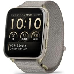 Смарт-часы Garmin Venu X1 Soft Gold with Titanium Caseback and French Nylon Band, Gray — фото 1