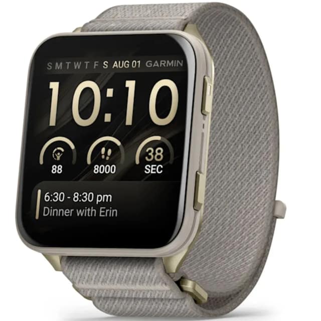 Смарт-часы Garmin Venu X1 Soft Gold with Titanium Caseback and French Nylon Band, Gray