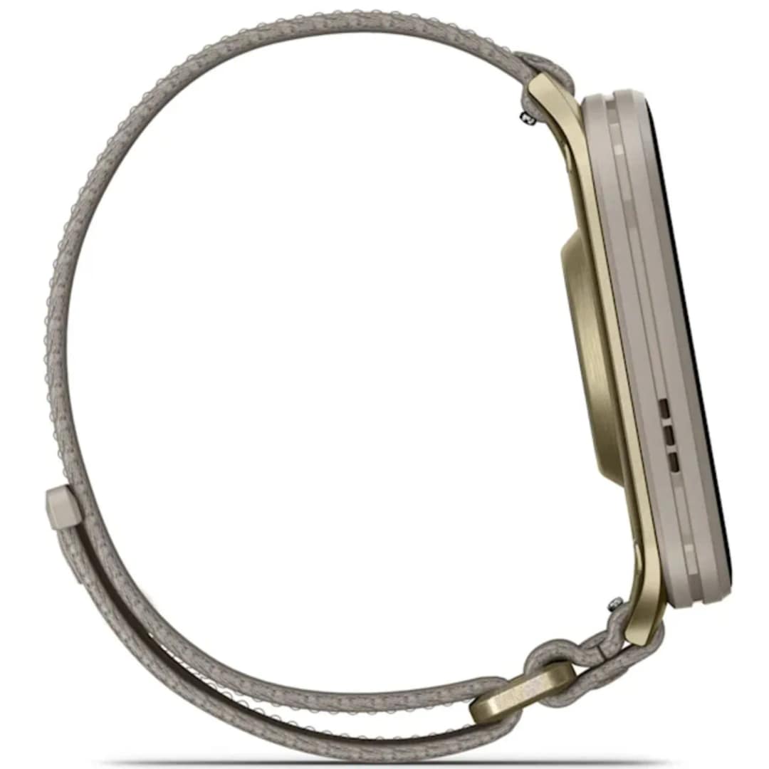 Смарт-часы Garmin Venu X1 Soft Gold with Titanium Caseback and French Nylon Band, Gray — фото 2