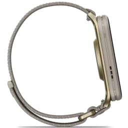 Смарт-часы Garmin Venu X1 Soft Gold with Titanium Caseback and French Nylon Band, Gray — фото 2