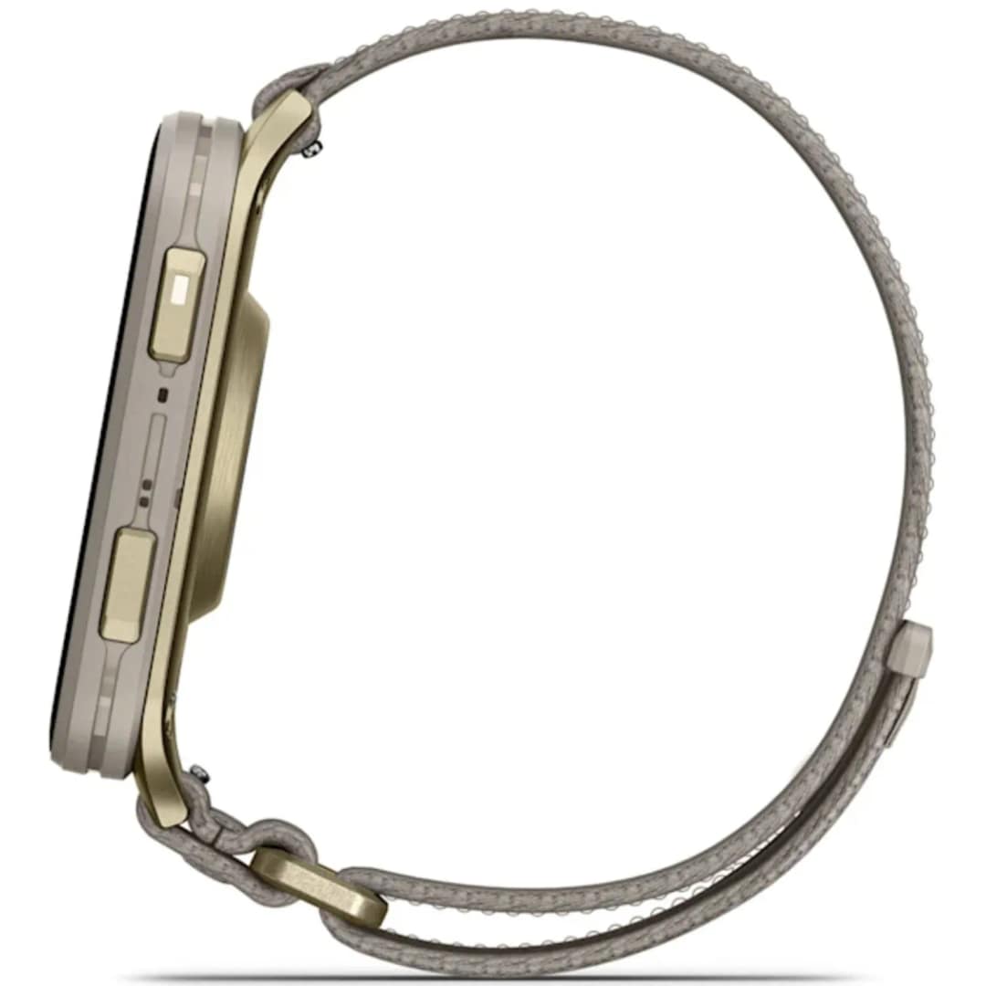 Смарт-часы Garmin Venu X1 Soft Gold with Titanium Caseback and French Nylon Band, Gray — фото 4